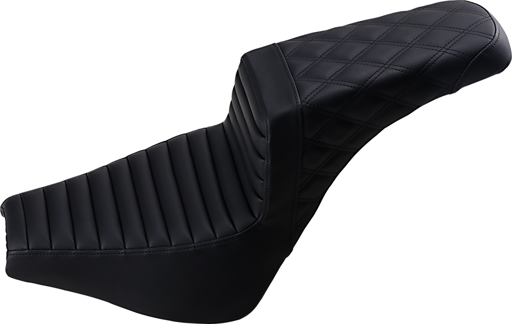 SADDLEMEN Step-Up Seat - Front Tuck-n-Roll/Rear Lattice Stitch - Black
