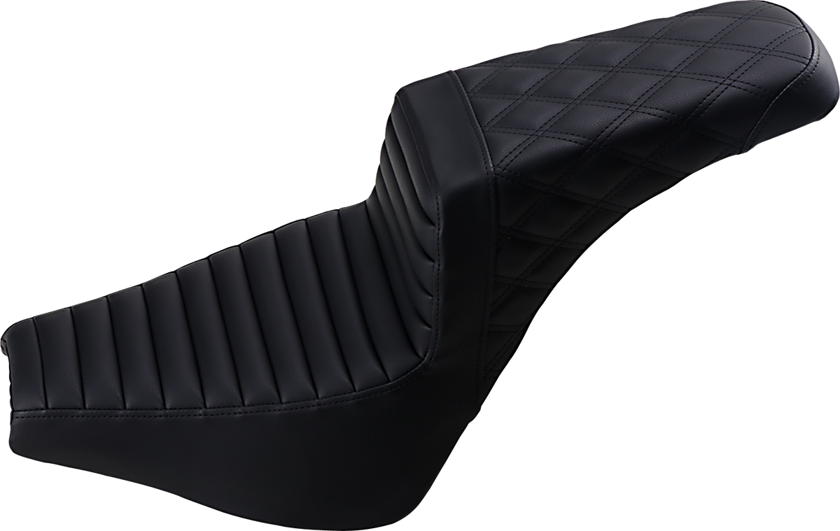 SADDLEMEN Step-Up Seat - Front Tuck-n-Roll/Rear Lattice Stitch - Black