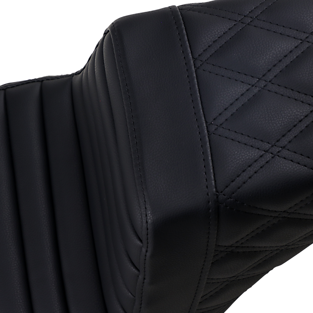 SADDLEMEN Step-Up Seat - Front Tuck-n-Roll/Rear Lattice Stitch - Black