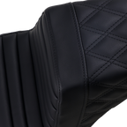 SADDLEMEN Step-Up Seat - Front Tuck-n-Roll/Rear Lattice Stitch - Black