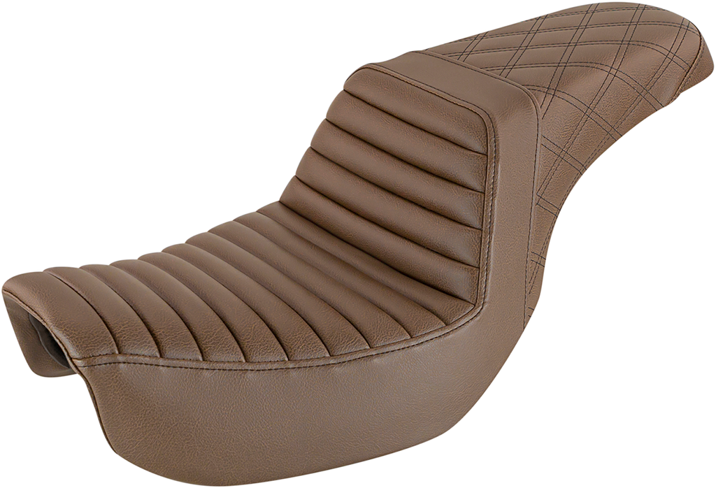 SADDLEMEN Step-Up Seat - Front Tuck-n-Roll/Rear Lattice Stitch - Brown