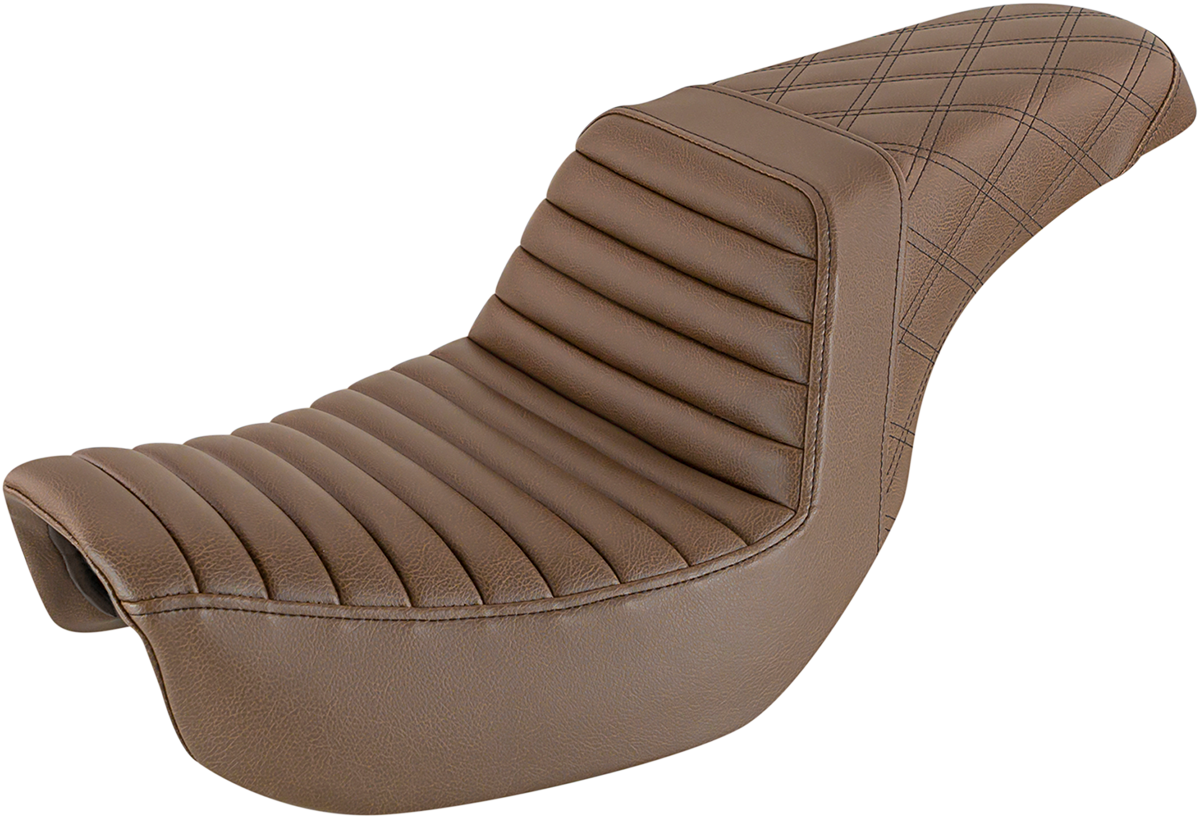 SADDLEMEN Step-Up Seat - Front Tuck-n-Roll/Rear Lattice Stitch - Brown