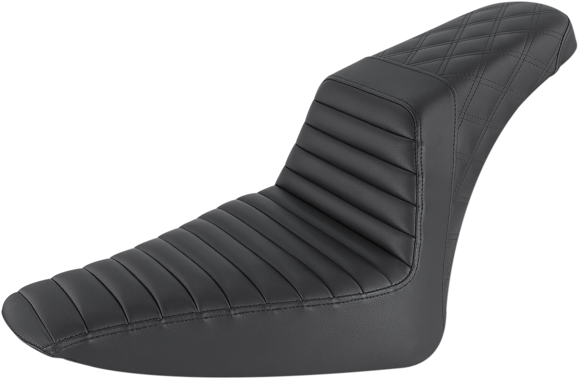 SADDLEMEN Step-Up Seat - Front Tuck-n-Roll/Rear Lattice Stitch - Black