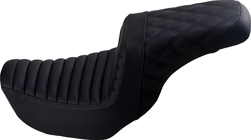 SADDLEMEN Step-Up Seat - Front Tuck-n-Roll/Rear Lattice Stitch - Black