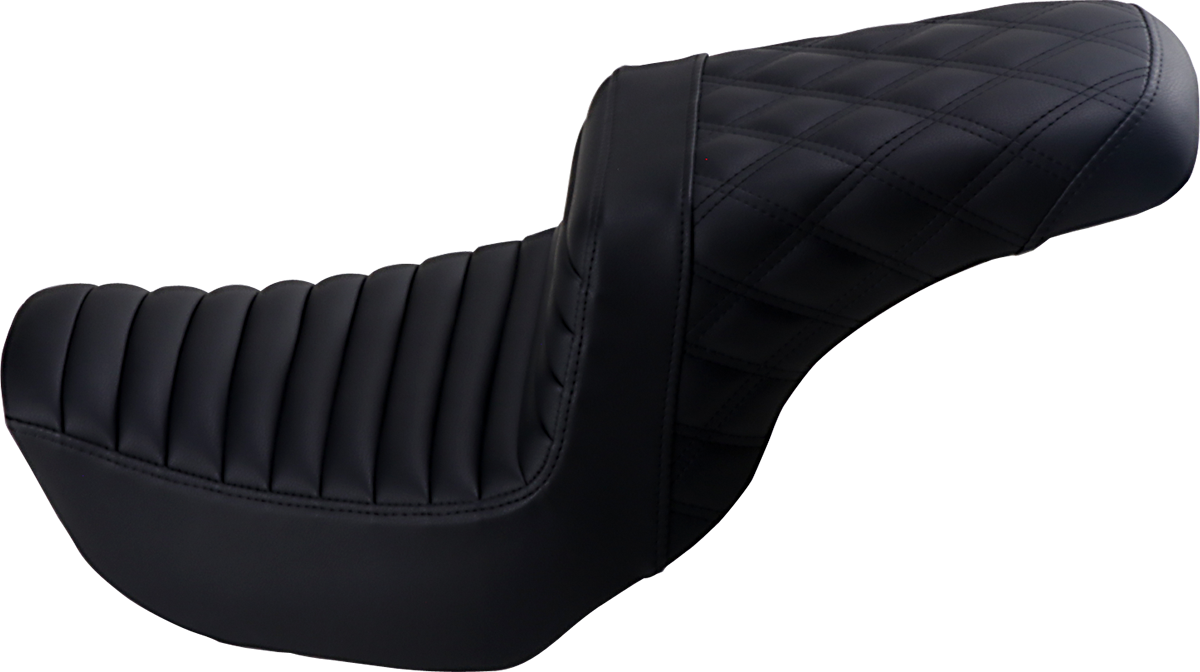 SADDLEMEN Step-Up Seat - Front Tuck-n-Roll/Rear Lattice Stitch - Black