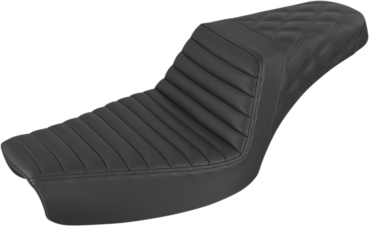 SADDLEMEN Step-Up Seat - Front Tuck-n-Roll/Rear Lattice Stitch - Black
