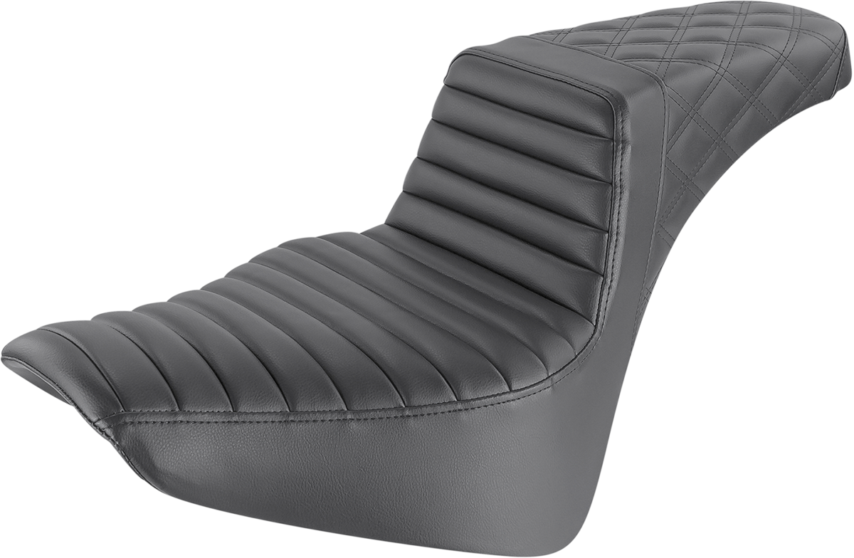 SADDLEMEN Step-Up Seat - Front Tuck-n-Roll/Rear Lattice Stitch - Black