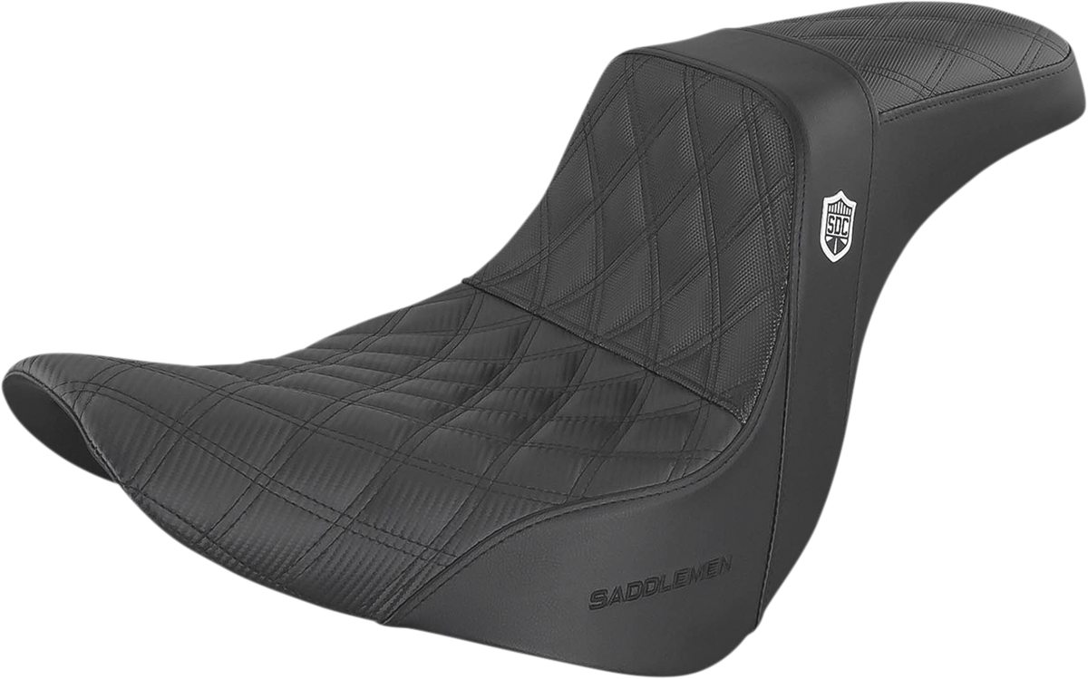 SADDLEMEN Pro Series SDC Performance Seat - w/o Backrest - Lattice Stitch/Lumbar Gripper - FL/FX '18-'24