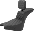 SADDLEMEN Tour Step-Up Seat - Rider Backrest - Full Lattice Stitch - FXBB/FXST '18-'25