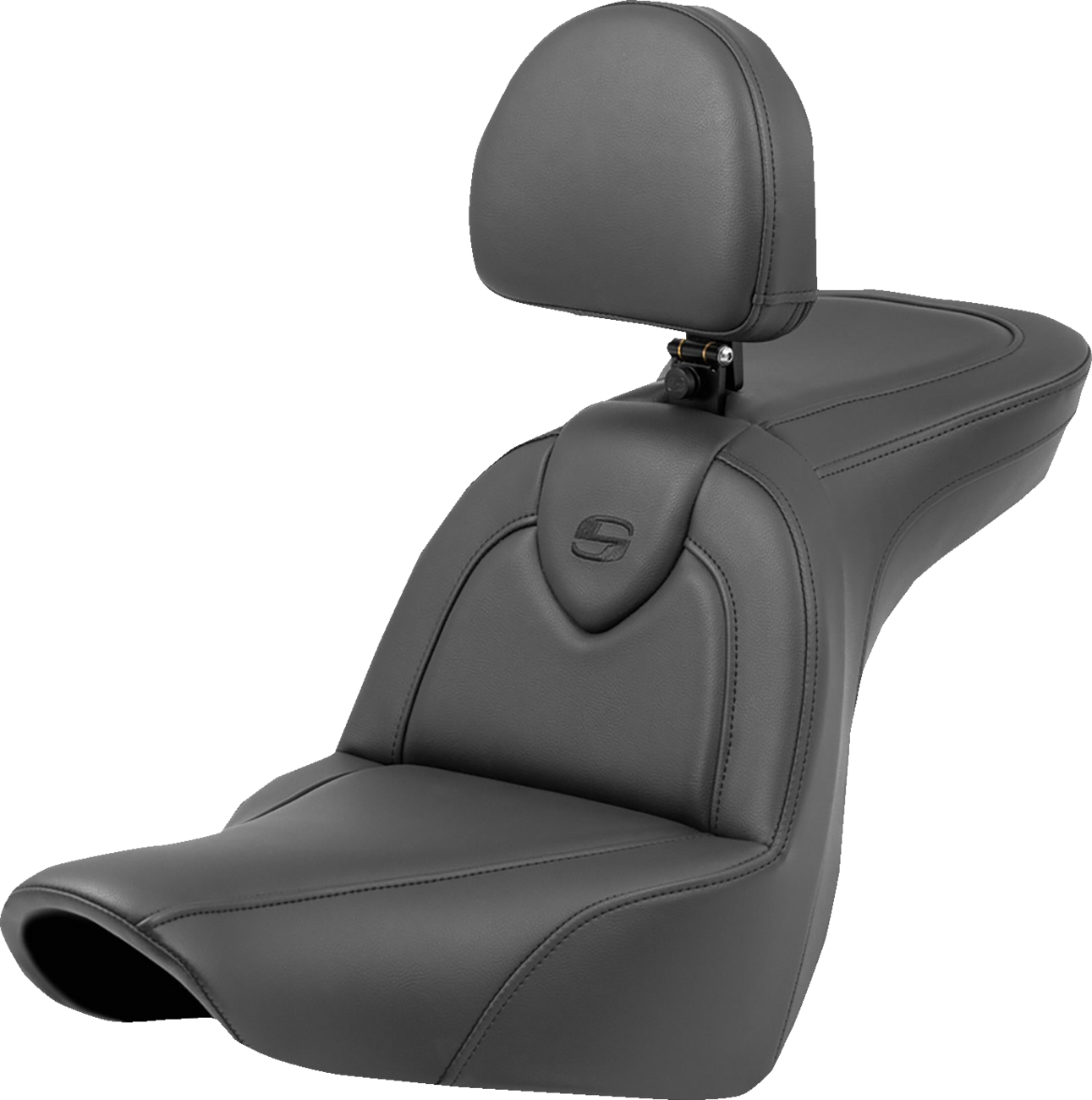 SADDLEMEN Roadsofa™ Seat - with Backrest - Black/Black Stitching - FXLR/FLSB '18-'23