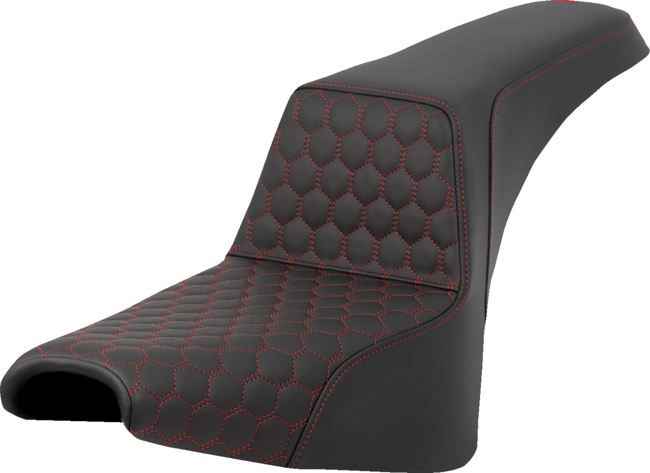 SADDLEMEN Step-Up Seat - Honeycomb - Red Stitching - FXBB/FXST '18-'24