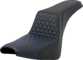SADDLEMEN Step-Up Seat - Honeycomb - Blue Stitching - FXBB/FXST '18-'24