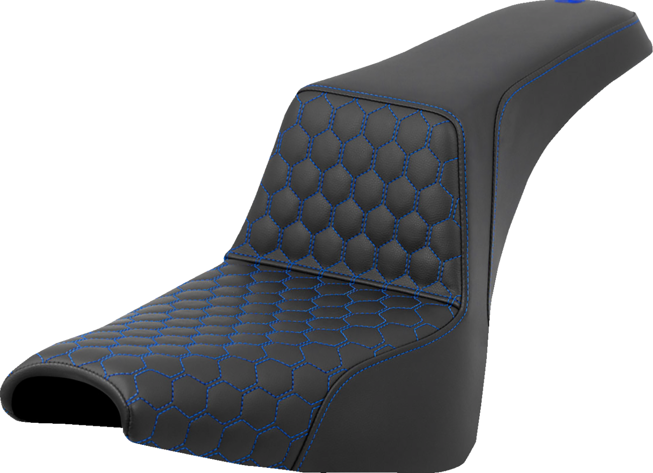 SADDLEMEN Step-Up Seat - Honeycomb - Blue Stitching - FXBB/FXST '18-'24
