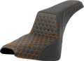 SADDLEMEN Step-Up Seat - Honeycomb - Orange Stitching - FXBB/FXST '18-'24