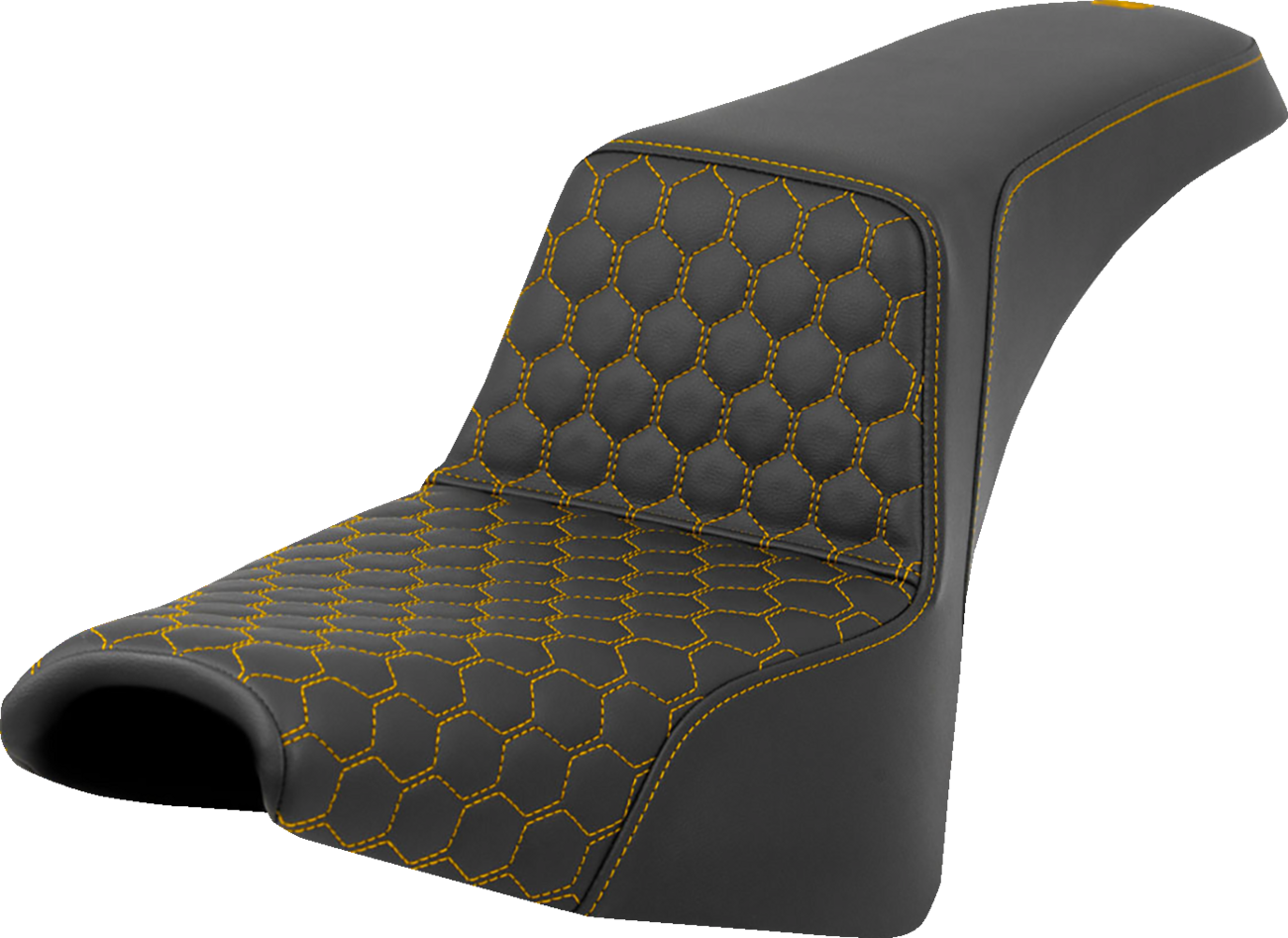SADDLEMEN Step-Up Seat - Honeycomb - Gold Stitching - FXBB/FXST '18-'24