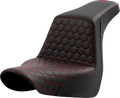 SADDLEMEN Step-Up Seat - Honeycomb - Red Stitching - FL/FX '18-'24