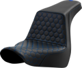 SADDLEMEN Step-Up Seat - Honeycomb - Blue Stitching - FL/FX '18-'24