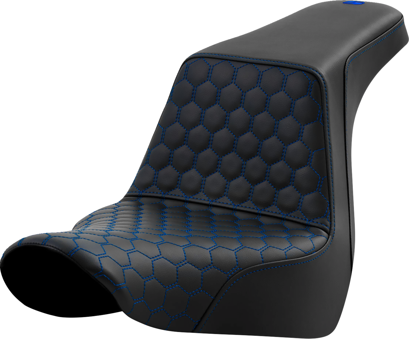 SADDLEMEN Step-Up Seat - Honeycomb - Blue Stitching - FL/FX '18-'24