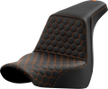 SADDLEMEN Step-Up Seat - Honeycomb - Orange Stitching - FL/FX '18-'24