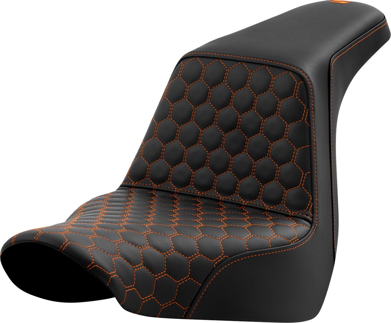 SADDLEMEN Step-Up Seat - Honeycomb - Orange Stitching - FL/FX '18-'24