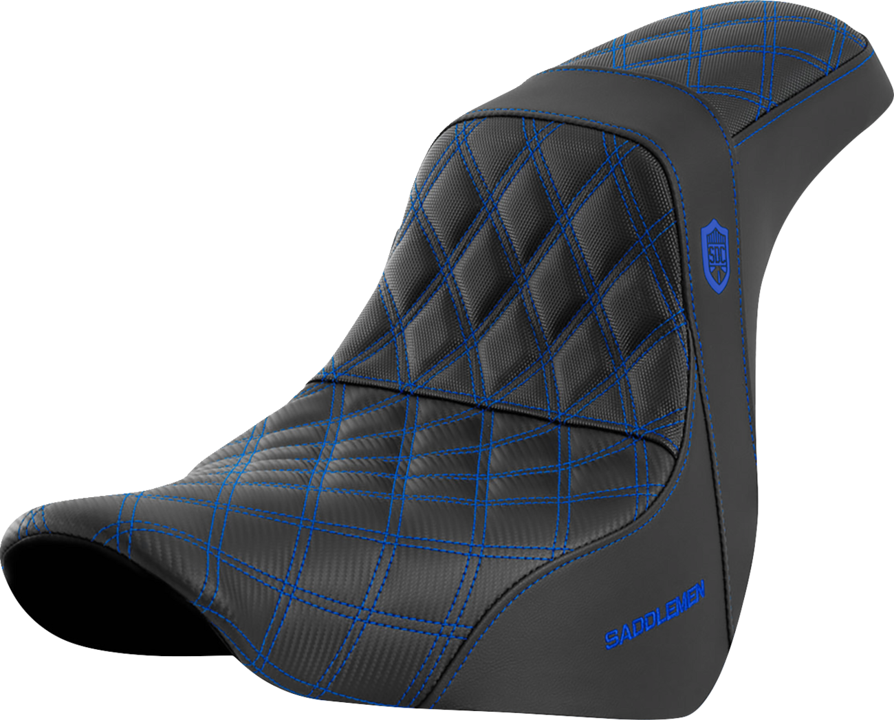 SADDLEMEN Pro Series SDC Performance Seat - w/o Backrest - Blue Stitch - FL/FX '18-'20