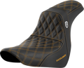 SADDLEMEN Pro Series SDC Performance Seat - w/o Backrest - Gold Stitch - FL/FX '18-'20