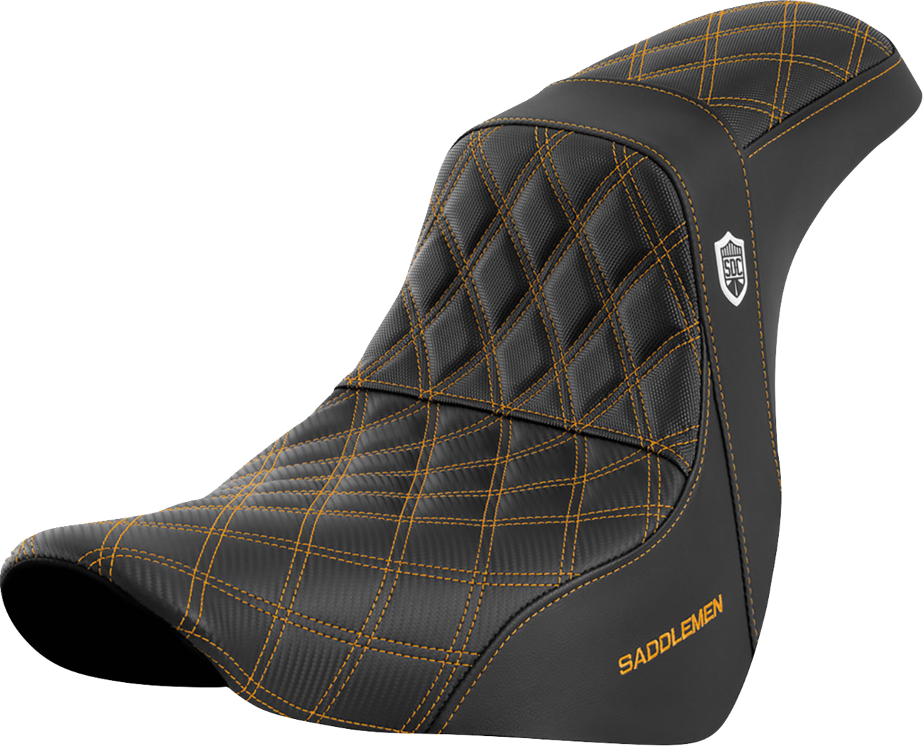 SADDLEMEN Pro Series SDC Performance Seat - w/o Backrest - Gold Stitch - FL/FX '18-'20
