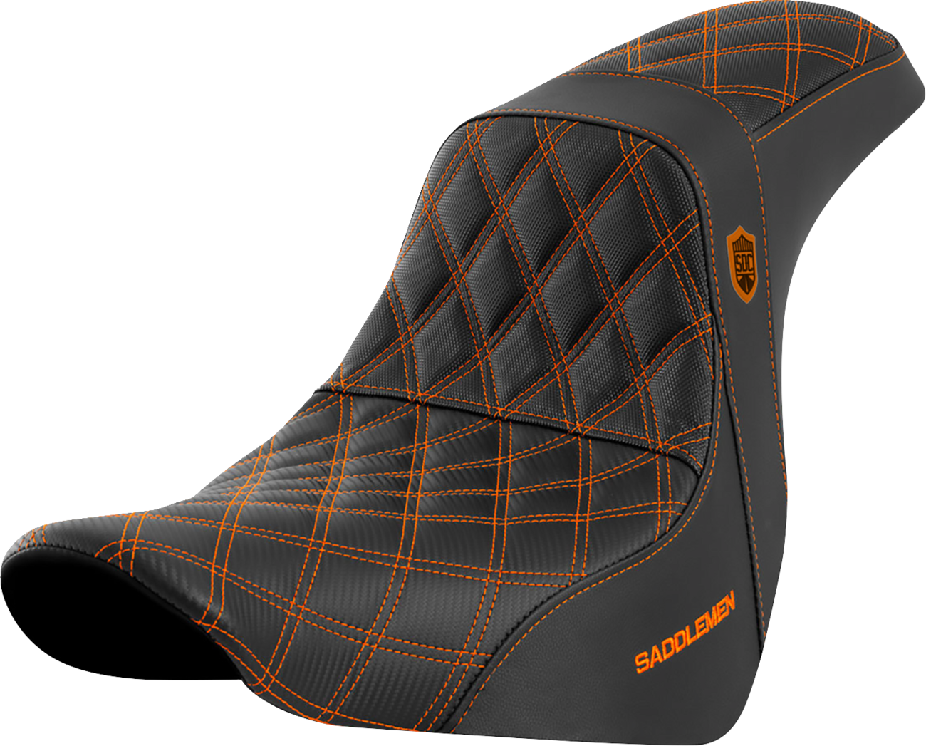 SADDLEMEN Pro Series SDC Performance Seat - w/o Backrest - Orange Stitch - FL/FX '18-'20