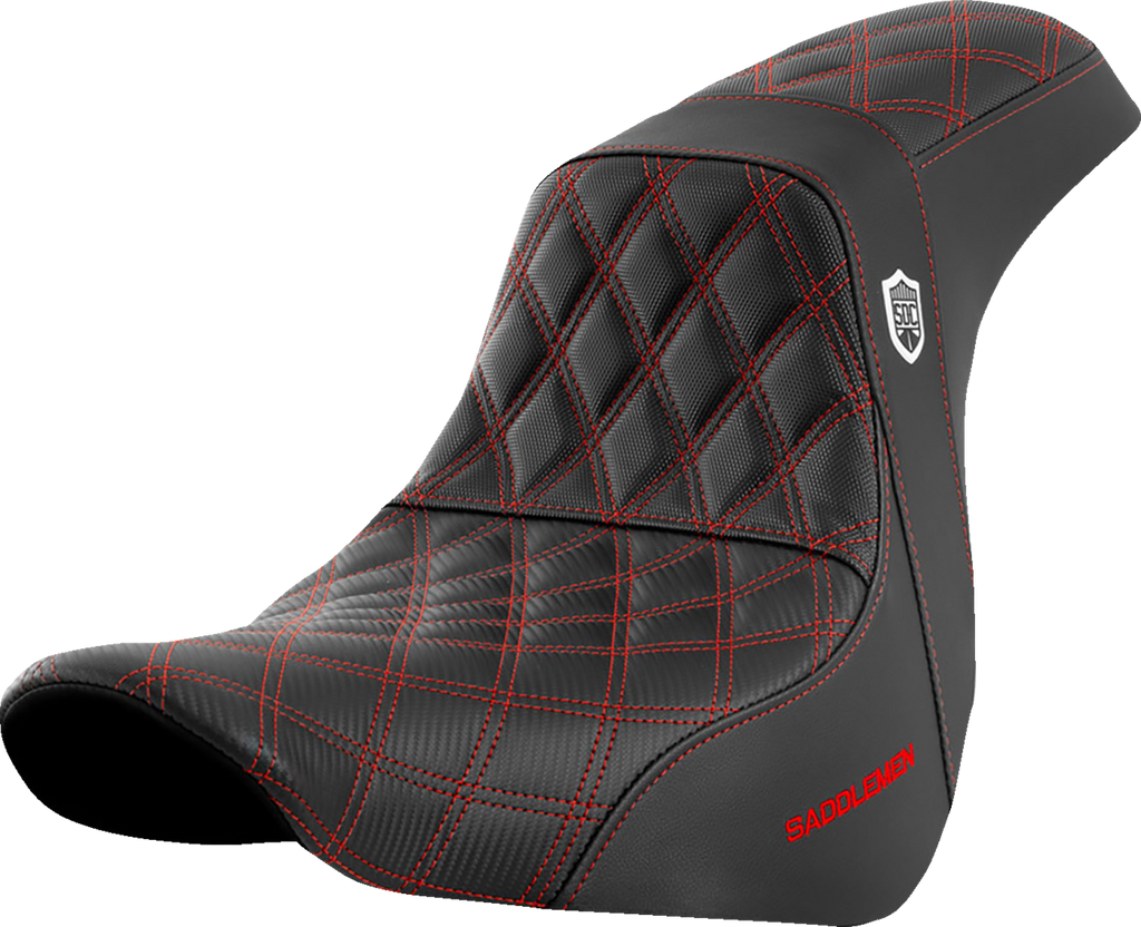 SADDLEMEN Pro Series SDC Performance Seat - w/o Backrest - Red Stitch - FL/FX '18-'20