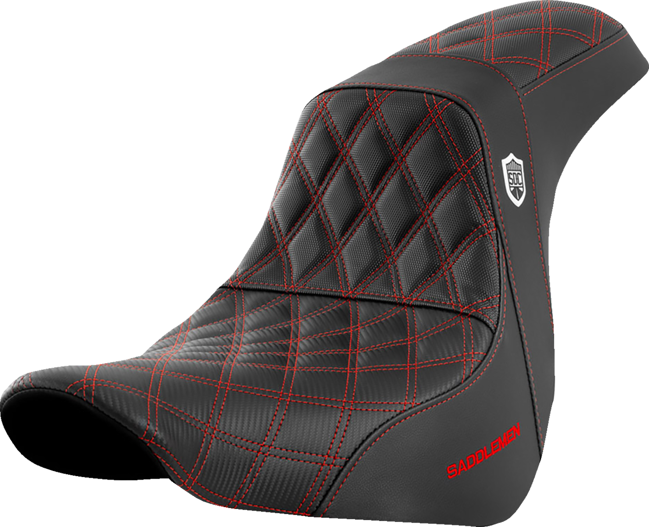 SADDLEMEN Pro Series SDC Performance Seat - w/o Backrest - Red Stitch - FL/FX '18-'20