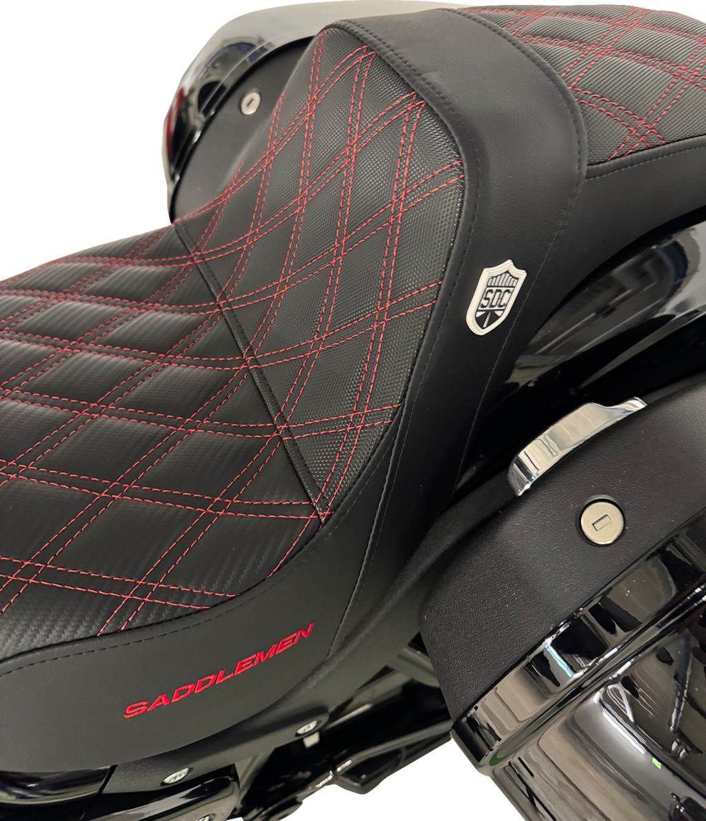SADDLEMEN Pro Series SDC Performance Seat - w/o Backrest - Red Stitch - FL/FX '18-'20