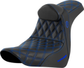 SADDLEMEN Pro Series SDC Performance Seat - w/ Backrest - Blue Stitch - FL/FX '18-'23