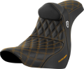 SADDLEMEN Pro Series SDC Performance Seat - w/ Backrest - Gold Stitch - FL/FX '18-'23