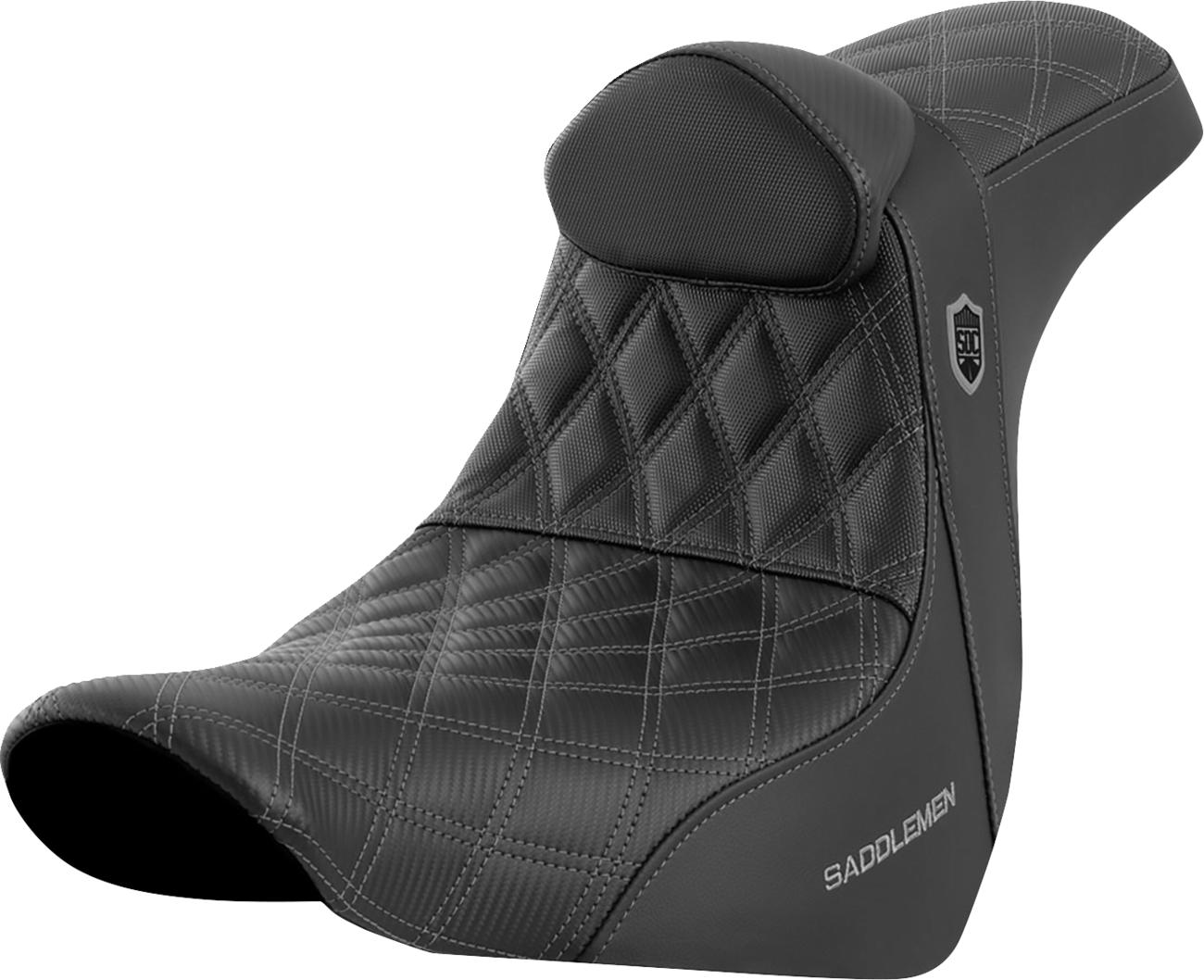 SADDLEMEN Pro Series SDC Performance Seat - w/ Backrest - Gray Stitch - FL/FX '18-'23