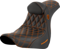 SADDLEMEN Pro Series SDC Performance Seat - w/ Backrest - Orange Stitch - FL/FX '18-'23