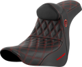 SADDLEMEN Pro Series SDC Performance Seat - w/ Backrest - Red Stitch - FL/FX '18-'23