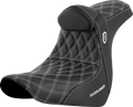 SADDLEMEN Pro Series SDC Performance Seat - w/ Backrest - White Stitch - FL/FX '18-'23