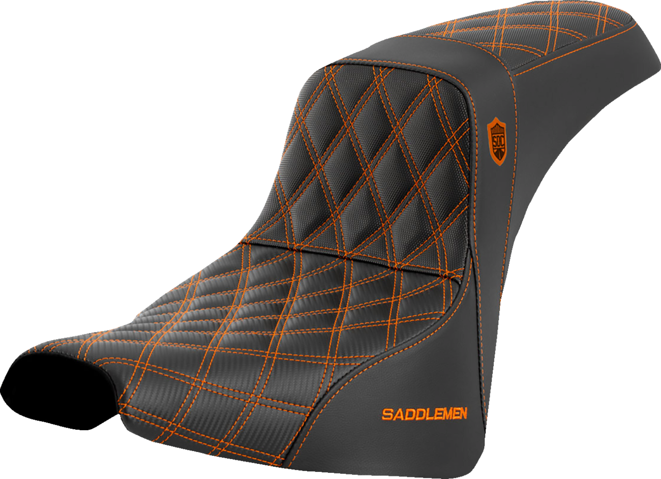 SADDLEMEN Pro Series SDC Performance Seat - w/o Backrest - Orange Stitch - FXBB/FXST '18-'23