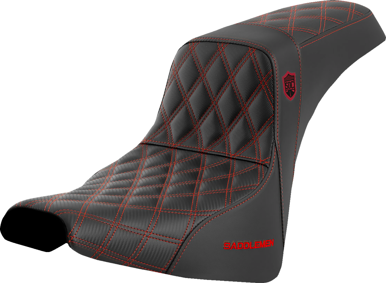 SADDLEMEN Pro Series SDC Performance Seat - w/o Backrest - Red Stitch - FXBB/FXST '18-'23