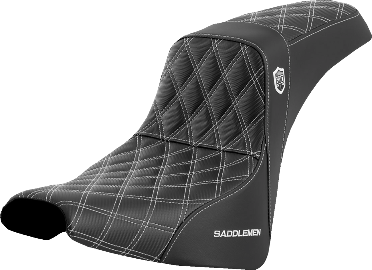 SADDLEMEN Pro Series SDC Performance Seat - w/o Backrest - White Stitch - FXBB/FXST '18-'23