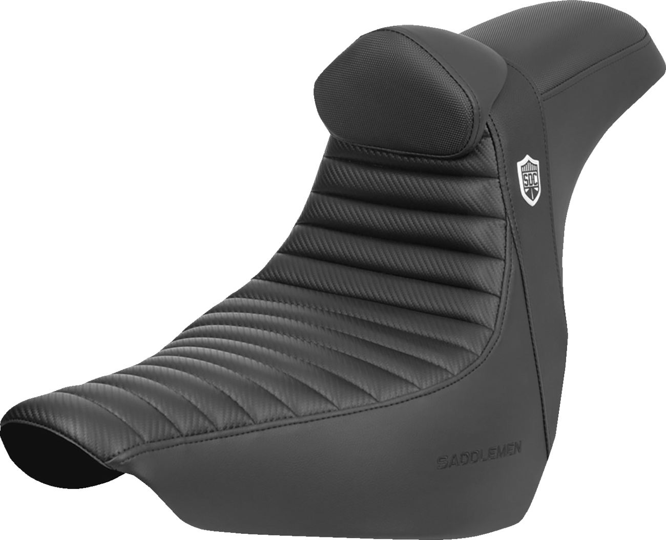 SADDLEMEN Pro Series SDC Performance Seat - w/ Backrest - Tuck-n-Roll/Carbon Fiber - Gripper - FLSB/FX '18-'24