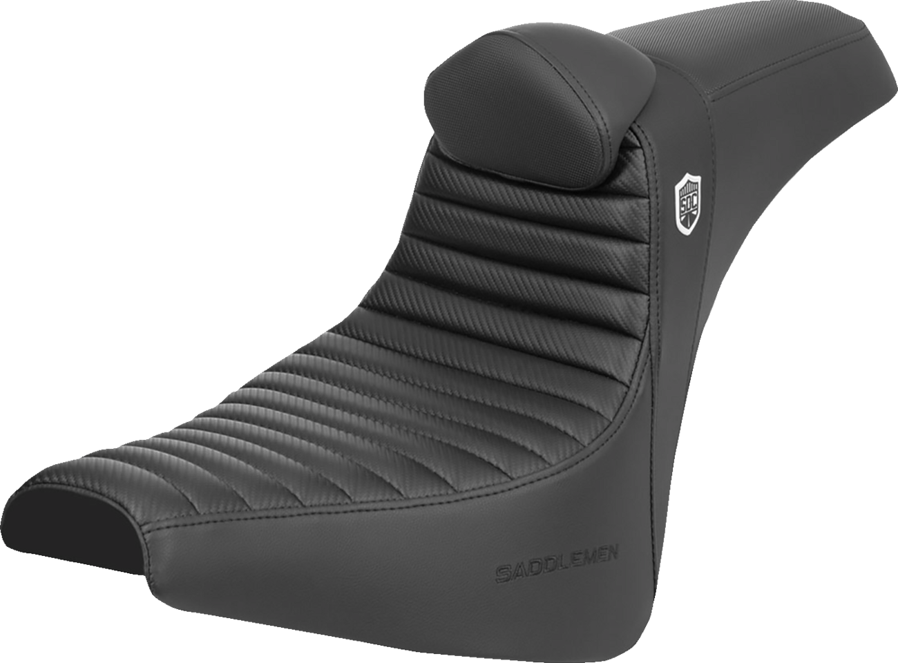 SADDLEMEN Pro Series SDC Performance Seat - w/ Backrest - Tuck-n-Roll/Carbon Fiber - Gripper - FX '18-'24