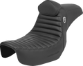 SADDLEMEN Pro Series SDC Performance Seat - w/ Backrest - Tuck-n-Roll/Carbon Fiber - Gripper - Dyna '06-'17