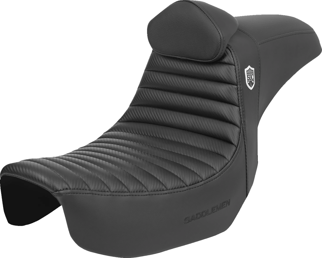 SADDLEMEN Pro Series SDC Performance Seat - w/ Backrest - Tuck-n-Roll/Carbon Fiber - Gripper - Dyna '06-'17