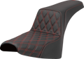 SADDLEMEN Step-Up Seat - Front Lattice Stitch - Red Stitch - FXST/FXBB '18-'25