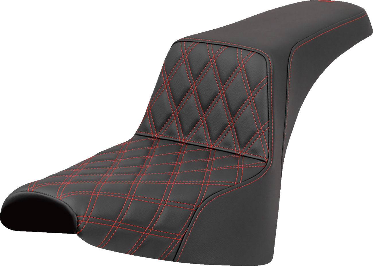 SADDLEMEN Step-Up Seat - Front Lattice Stitch - Red Stitch - FXST/FXBB '18-'25