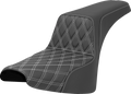 SADDLEMEN Step-Up Seat - Front Lattice Stitch - White Stitch - FXST/FXBB '18-'25