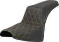 SADDLEMEN Step-Up Seat - Front Lattice Stitch - Gold Stitch - FXST/FXBB '18-'25