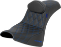 SADDLEMEN Pro Series SDC Performance Seat - w/ Backrest - Blue Stitch - Gripper - FXBB/FXST '18-'25