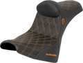SADDLEMEN Pro Series SDC Performance Seat - w/ Backrest - Orange Stitch - Gripper - FXBB/FXST '18-'25